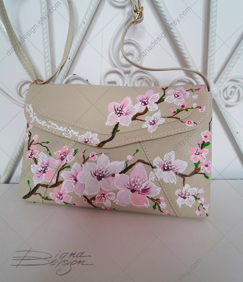 Japanese Style Clutch Bag Handpainted Clutch Bag Hanami Etsy