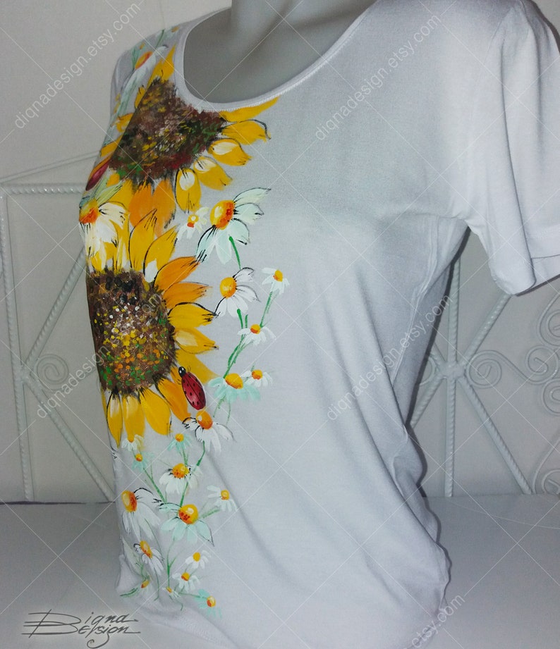 Sunflowers Tshirt Sunflowers Shirt Hand Painted Tee Shirt Etsy