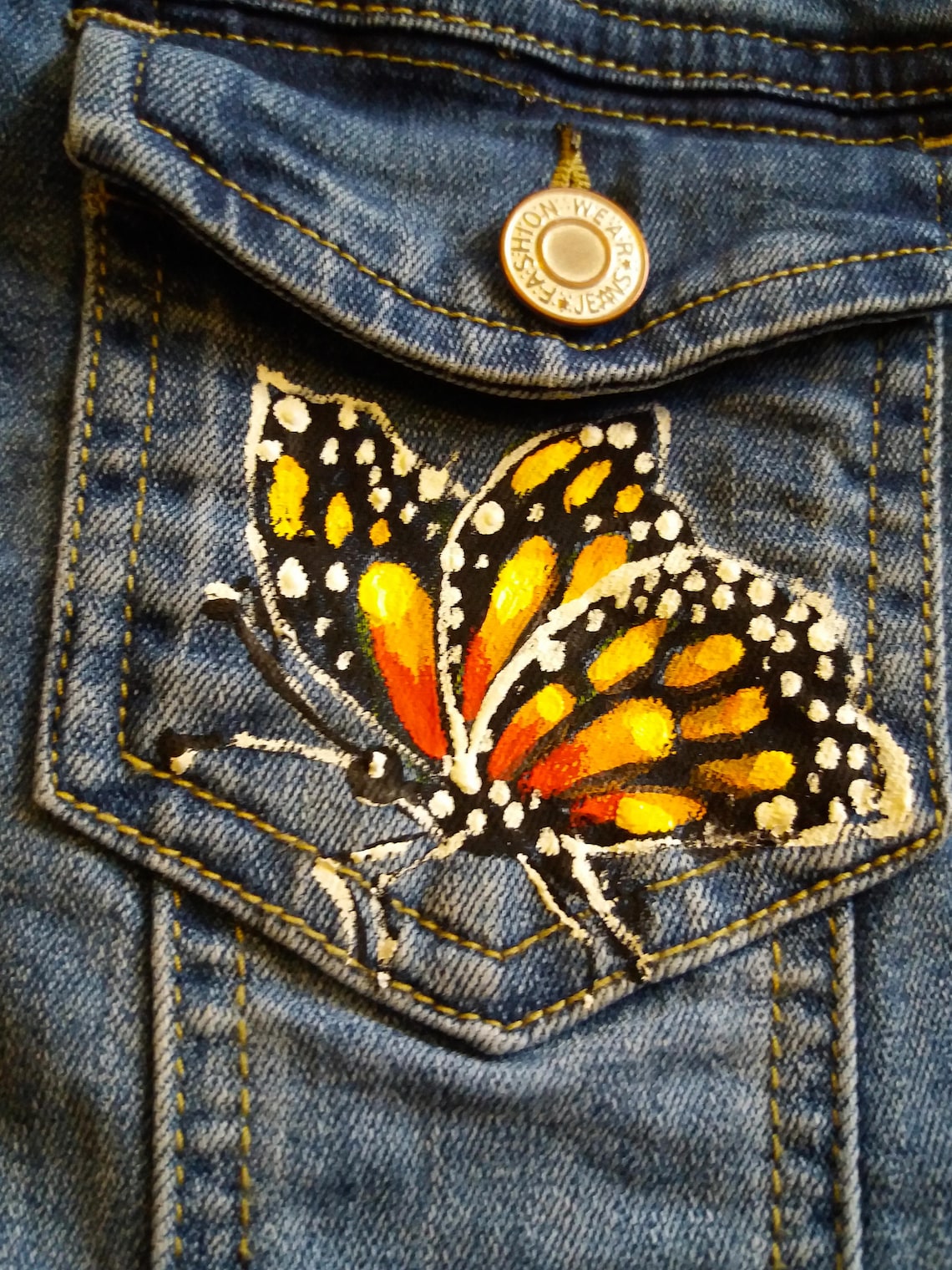 Monarch Butterflies Hand Painted Jean Jacket Butterfly - Etsy