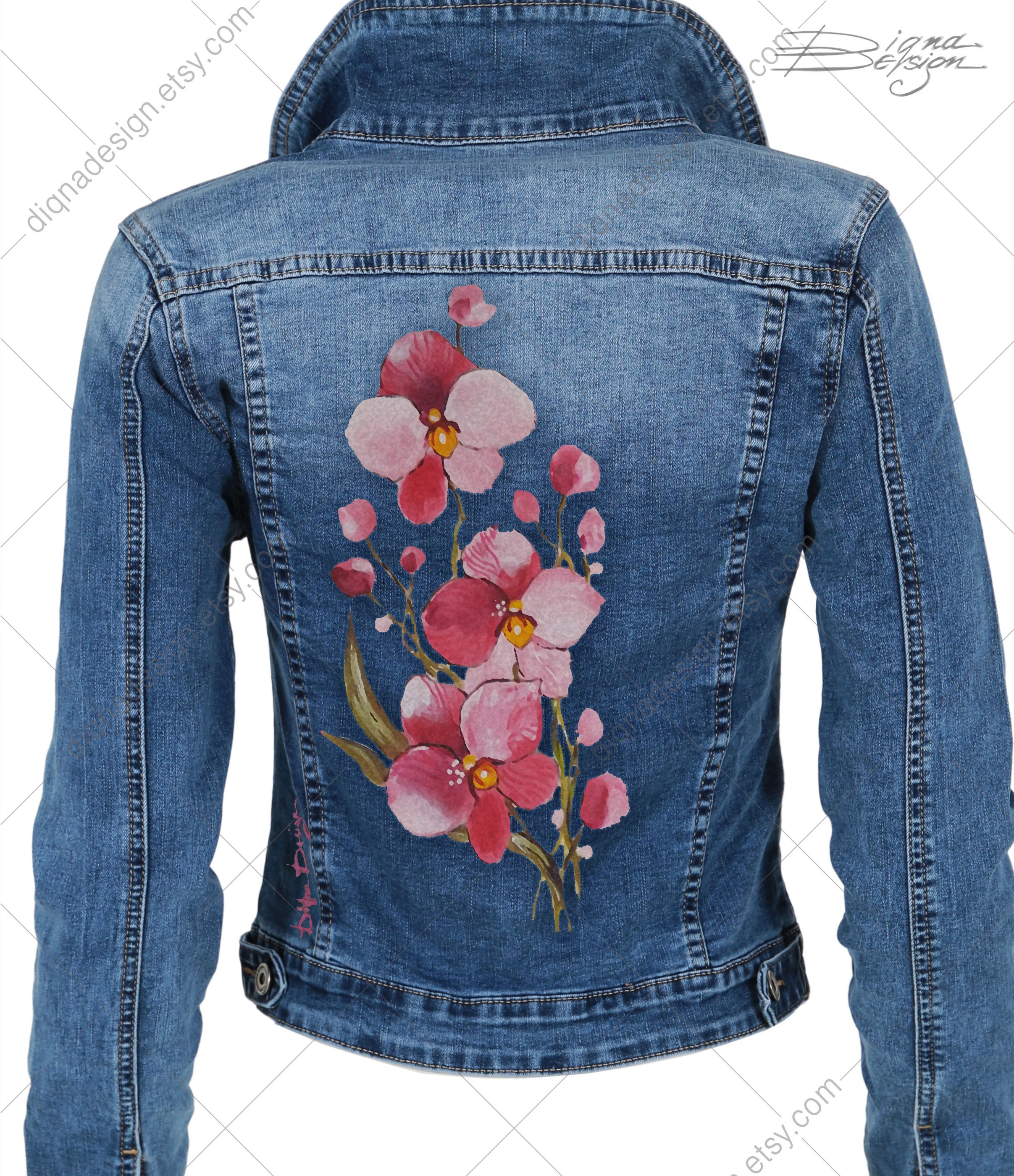 Hand-painted Orchid Denim Jacket - Etsy