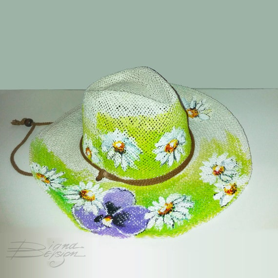 Hand painted floral straw hat $16.50 ea. #2301-01 Stwh Hand painted Straw Hat (12pcs/Order  main image 4