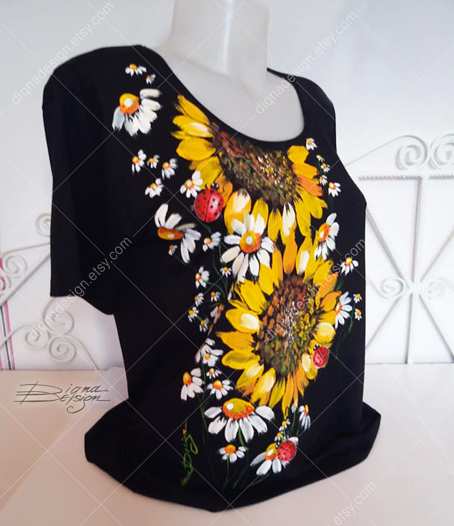 Sunflowers Tshirt Sunflowers Shirt Hand Painted Tee Shirt Etsy