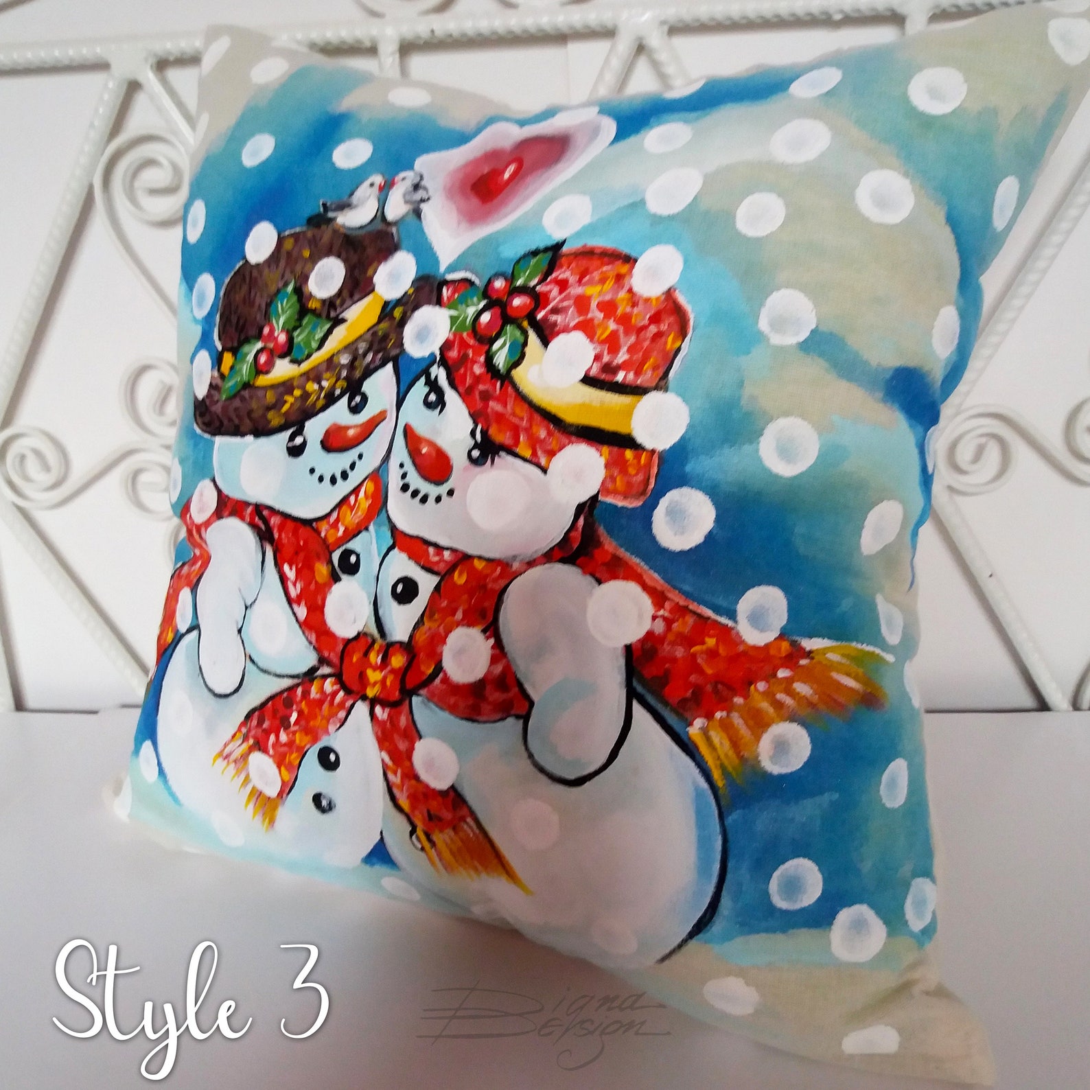 Winter Decor Hand Painted Pillow Covers Christmas Pillows Etsy