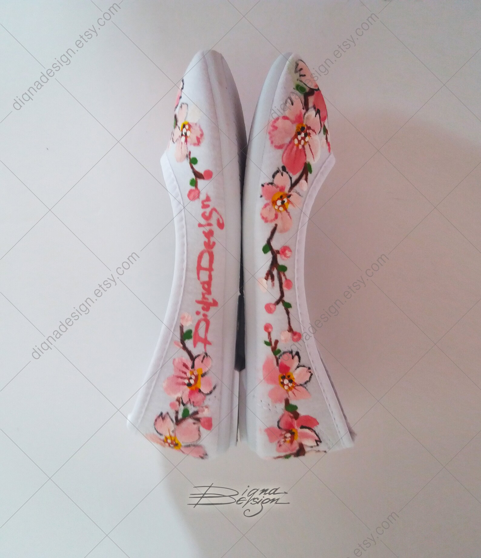 Cherry Blossoms Shoes Hand Painted Sakura Shoes Japanese Etsy