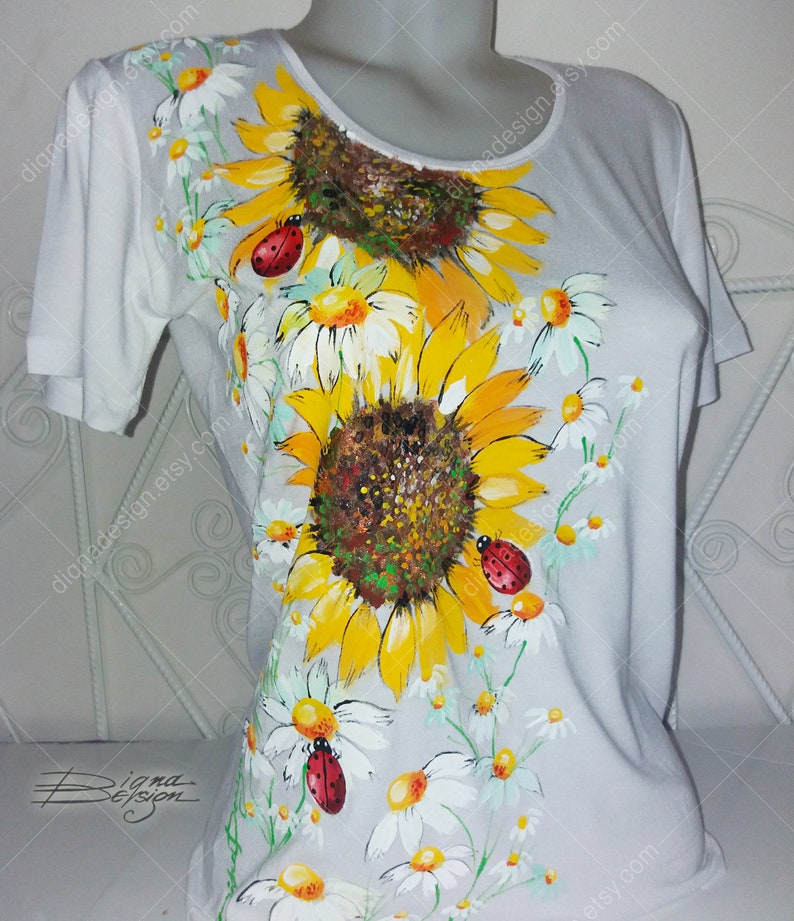Sunflowers Tshirt Sunflowers Shirt Hand Painted Tee Shirt Etsy