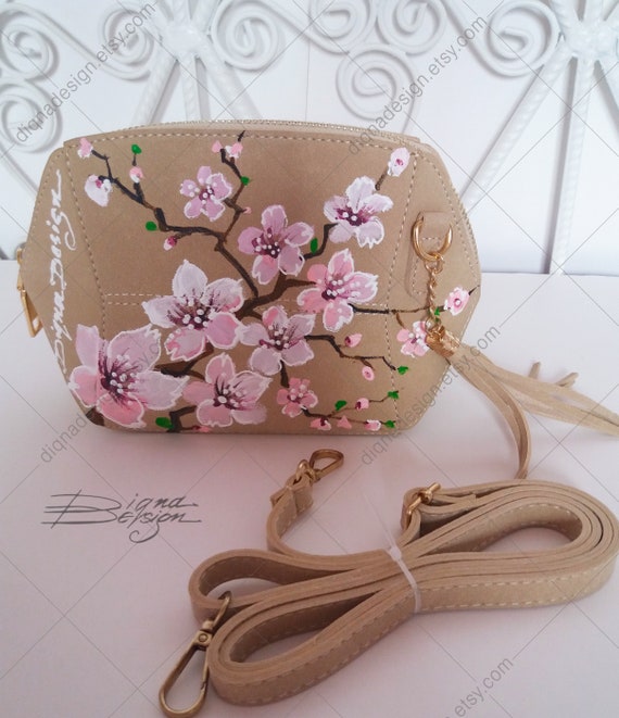 Hand Painted Sakura Bag Japanese Sakura Art Cherry Blossoms 