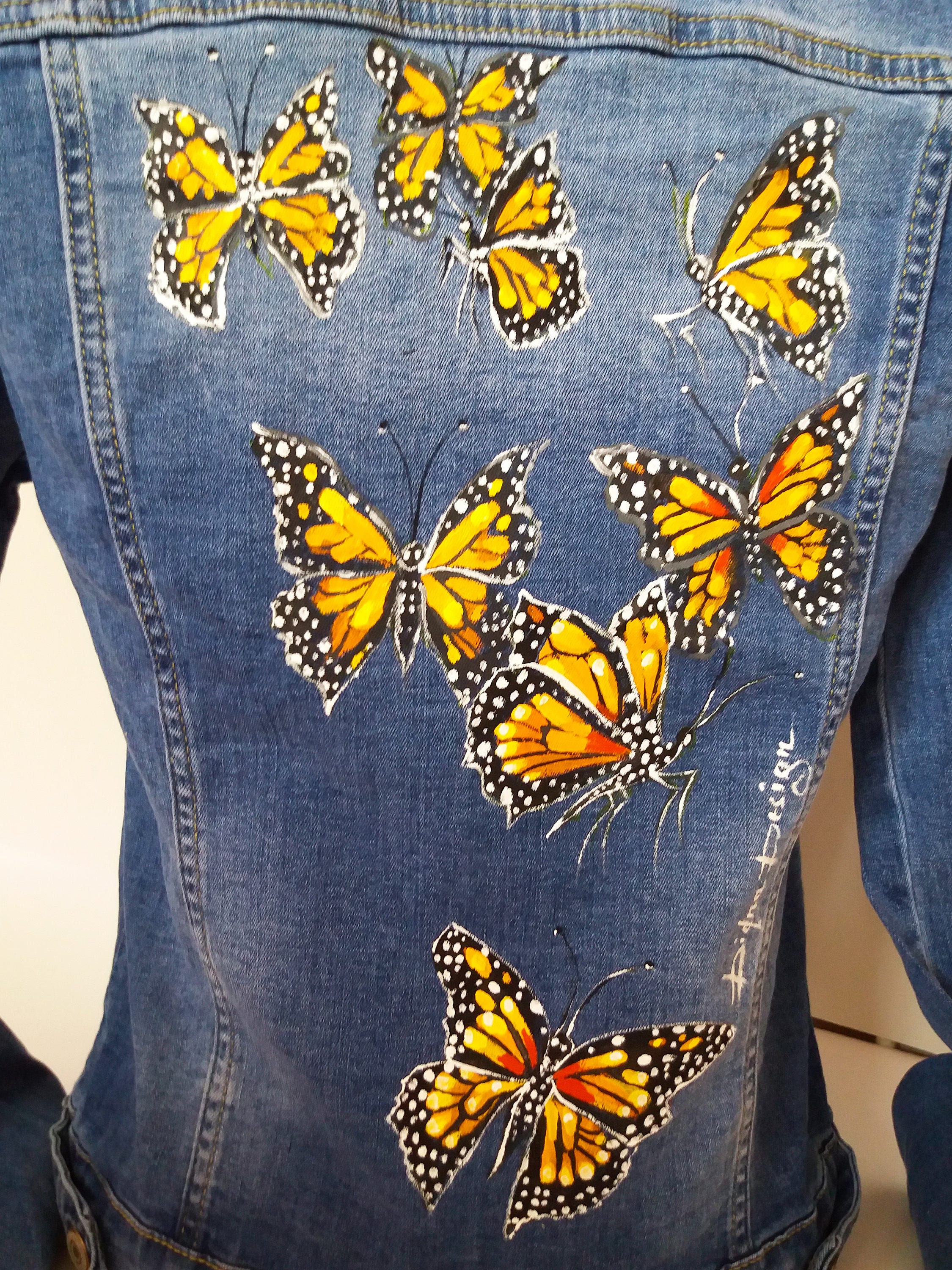 Monarch Butterflies Hand Painted Jean Jacket Butterfly - Etsy