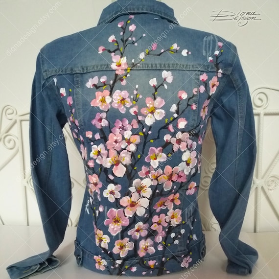 cherry blossom jean jacket