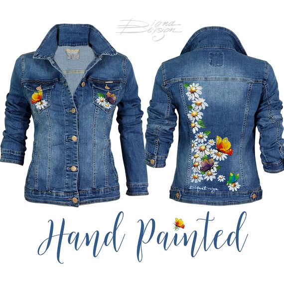 jean jacket with butterflies