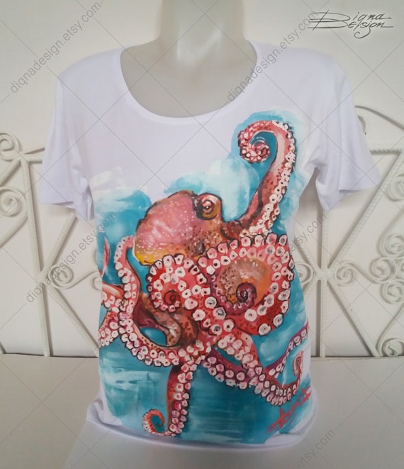 Hand-Painted Octopus T-Shirt: Original Art Tee