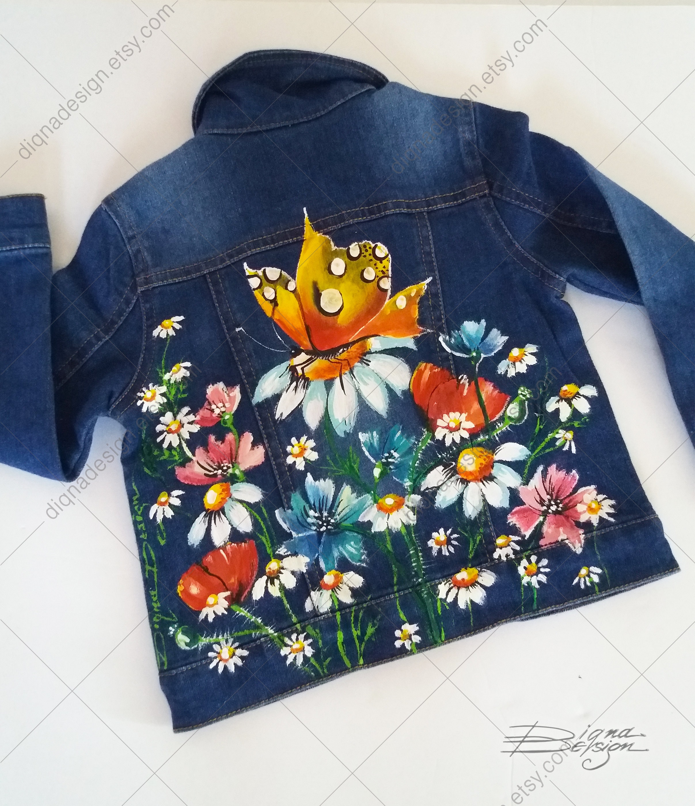 Butterflies Kids Jacket Hand Painted 