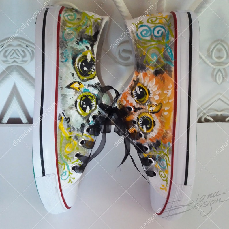 Ornamental Owl Pattern Print Black Sneaker Shoes For Men Women main image 1