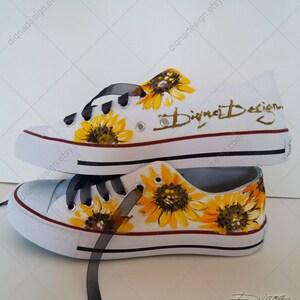 Sunflower Sneakers Hand Painted Floral Shoes Sunflowers Art - Etsy