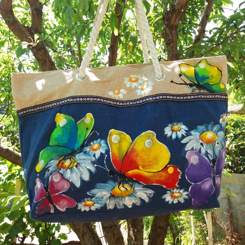 BUTTERFLY ART Hadpainted Butterflies Bag Butterfly Bag Etsy