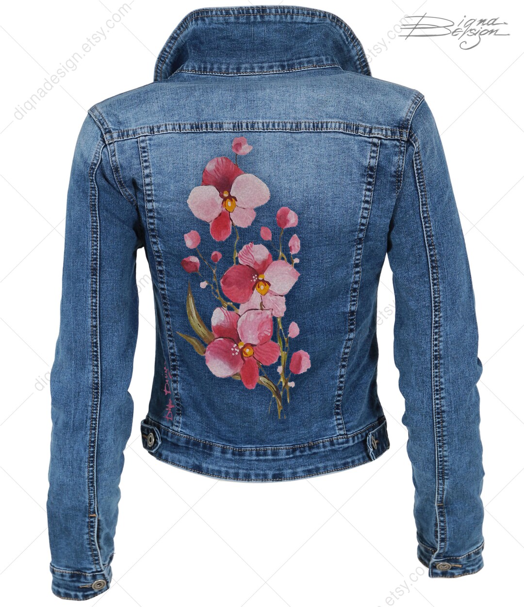 Hand-painted Orchid Denim Jacket - Etsy