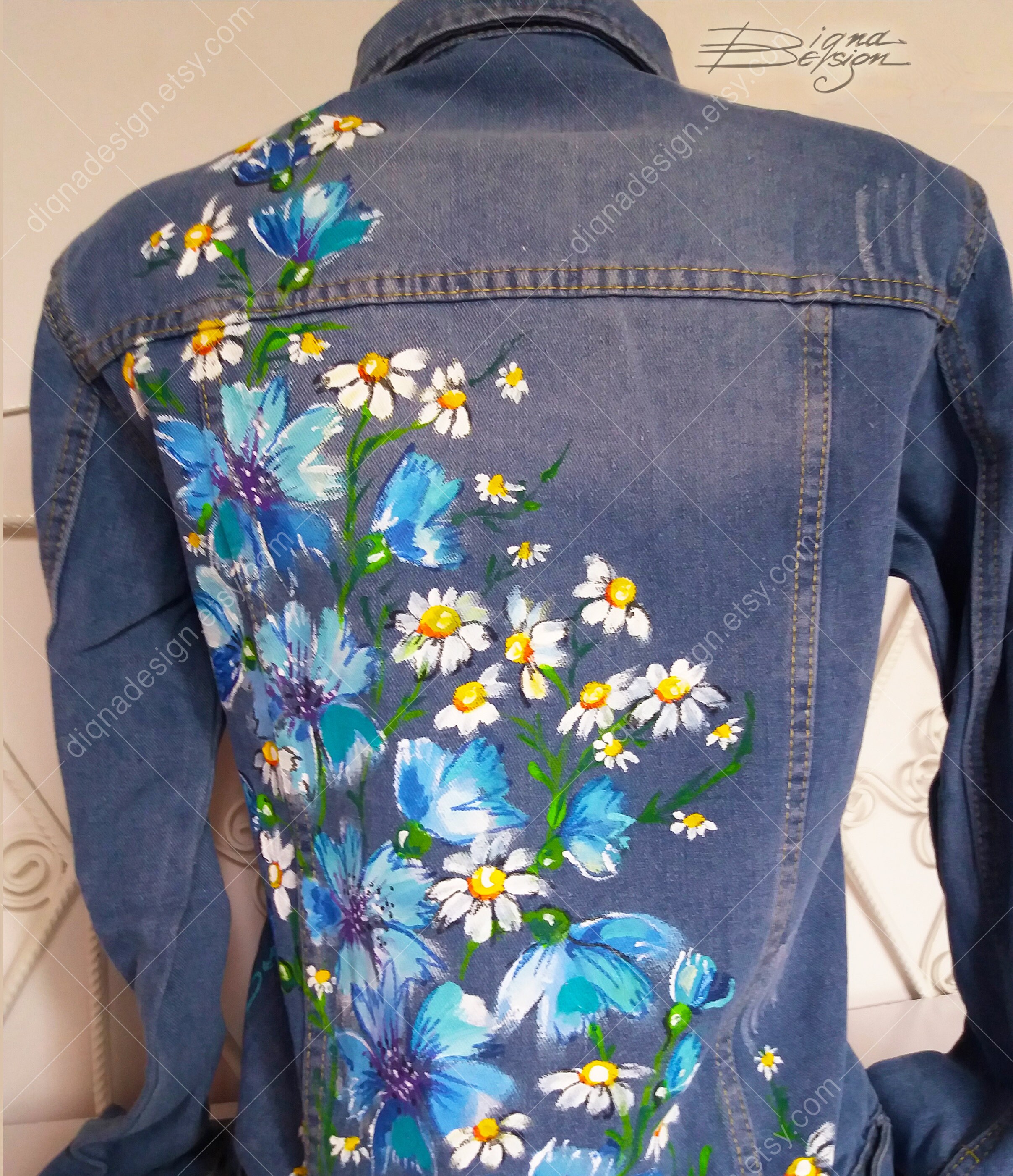 Cornflower Jacket Hand Painted Jean 