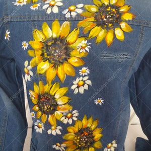 Sunflower Jean Jacket Hand Painted Jacket Sunflowers Jacket - Etsy