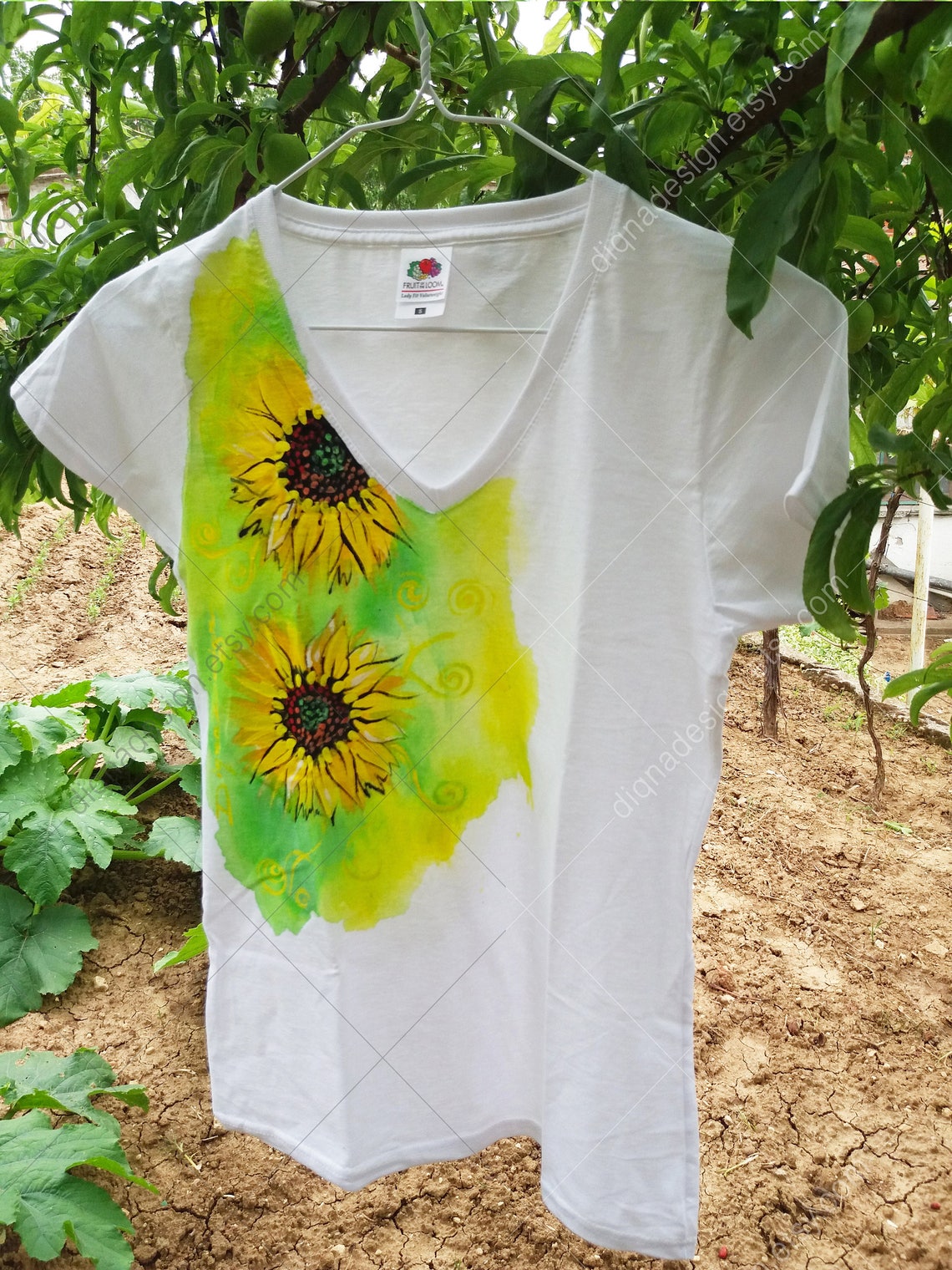 Hand Painted Tshirt Sunflowers Tshirt SUNFLOWER Top Etsy