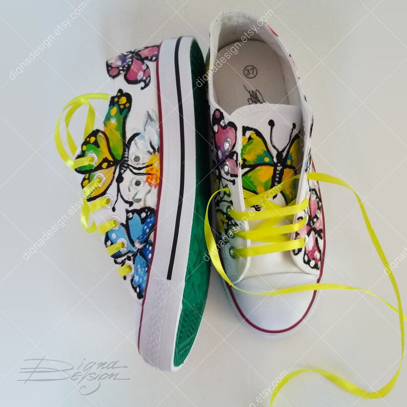 Butterfly Sneakers Hadpainted Shoes Butterflies Shoes Hand Etsy Canada