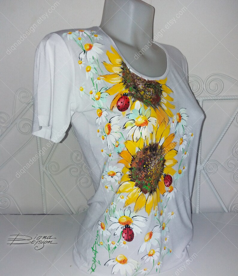 Sunflowers Tshirt Sunflowers Shirt Hand Painted Tee Shirt Etsy