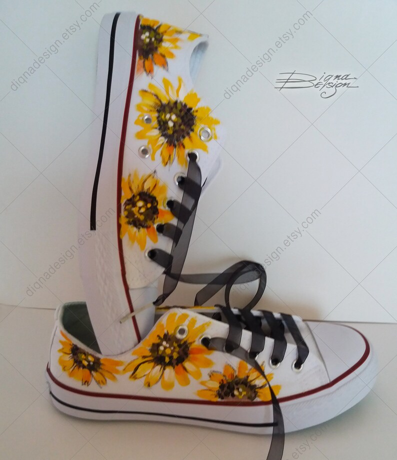 Sunflower Sneakers Hand Painted Floral Shoes Sunflowers Art | Etsy