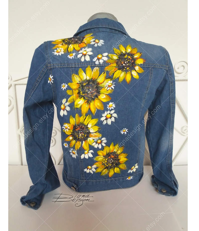 Sunflower Jean Jacket Hand Painted Jacket Sunflowers Jacket | Etsy