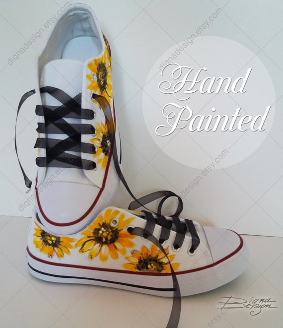 Sunflower Sneakers Hand Painted Floral Shoes Sunflowers Art | Etsy