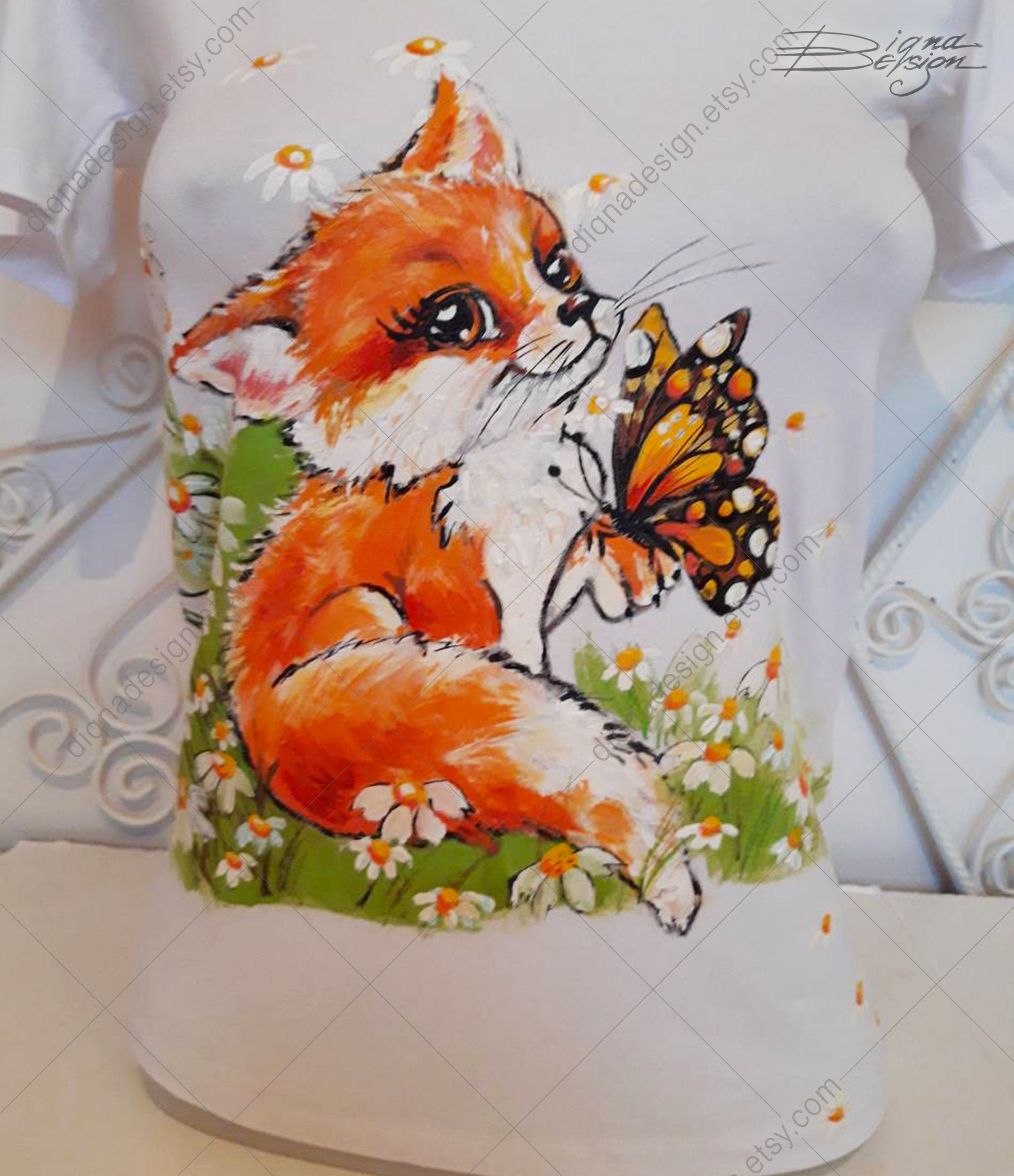 Hand-painted Fox T-shirt: Baby Animal Graphic Tee - Etsy