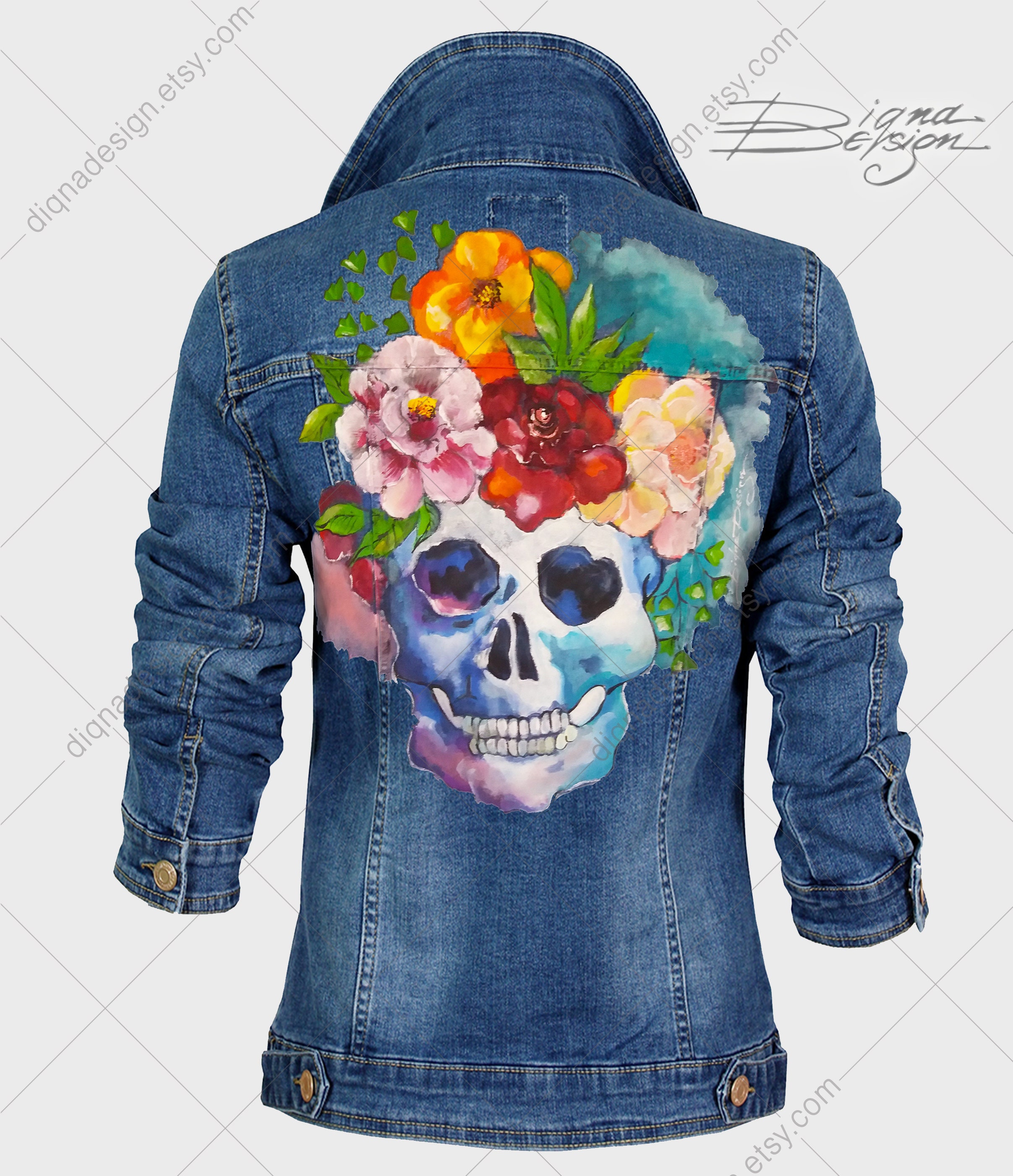 Hand Crafted, Jackets & Coats, Pumpkins Hand Painted Autumn Fall Denim  Jean Jacket Button Front One Of A Kind