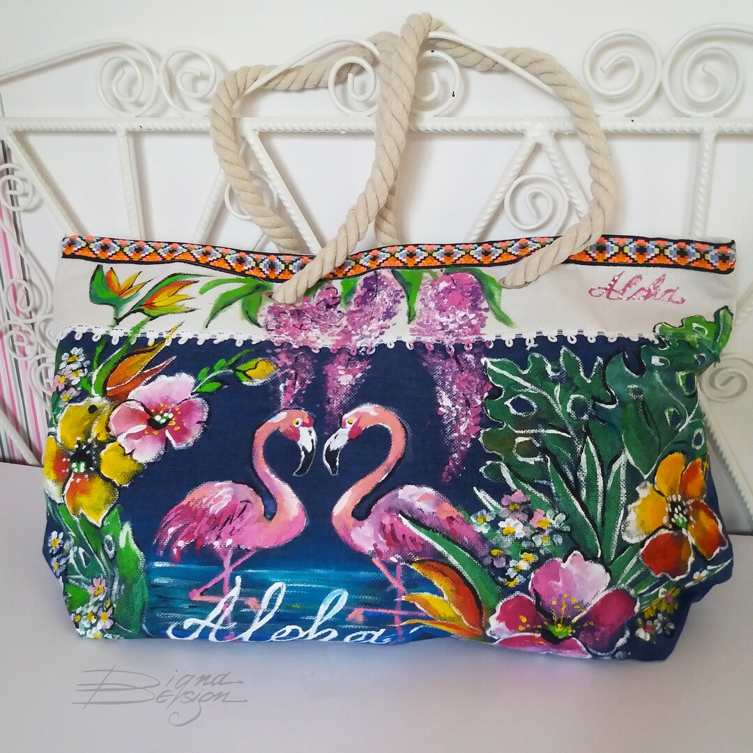 Tropical hand painted sling bag