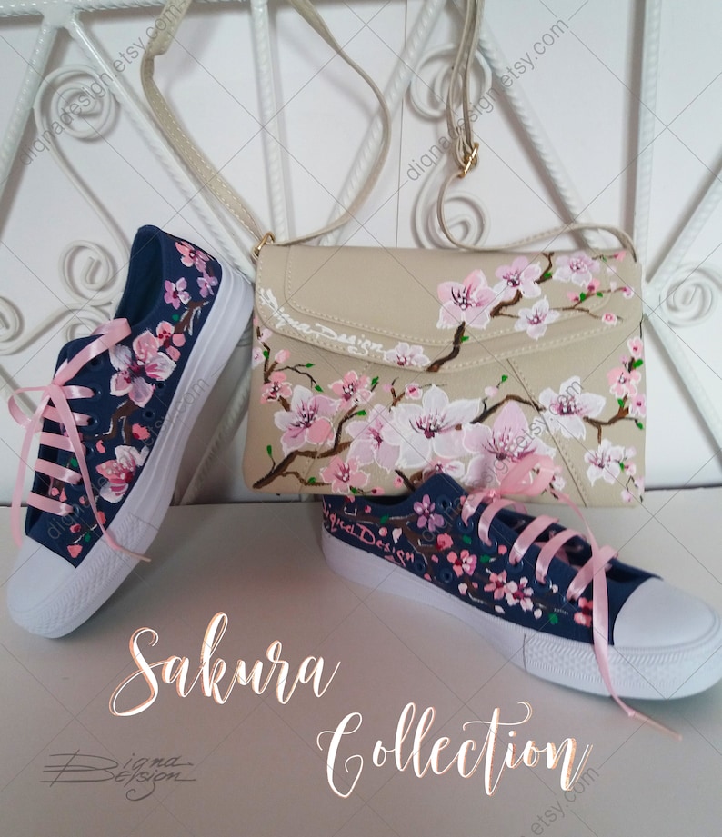 Japanese Style Clutch Bag Handpainted Clutch Bag Hanami Etsy