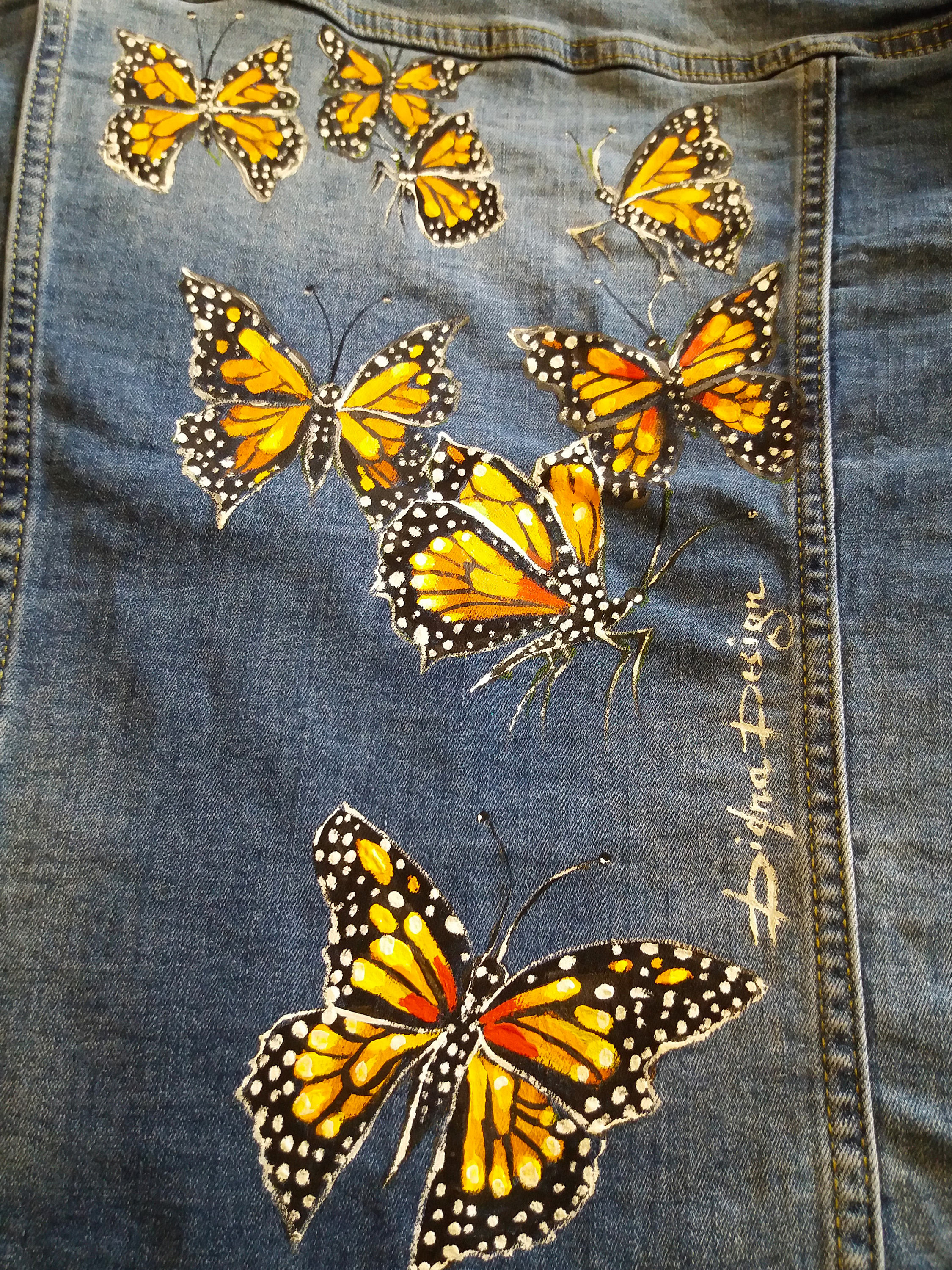 Monarch Butterflies Hand Painted Jean Jacket Butterfly - Etsy