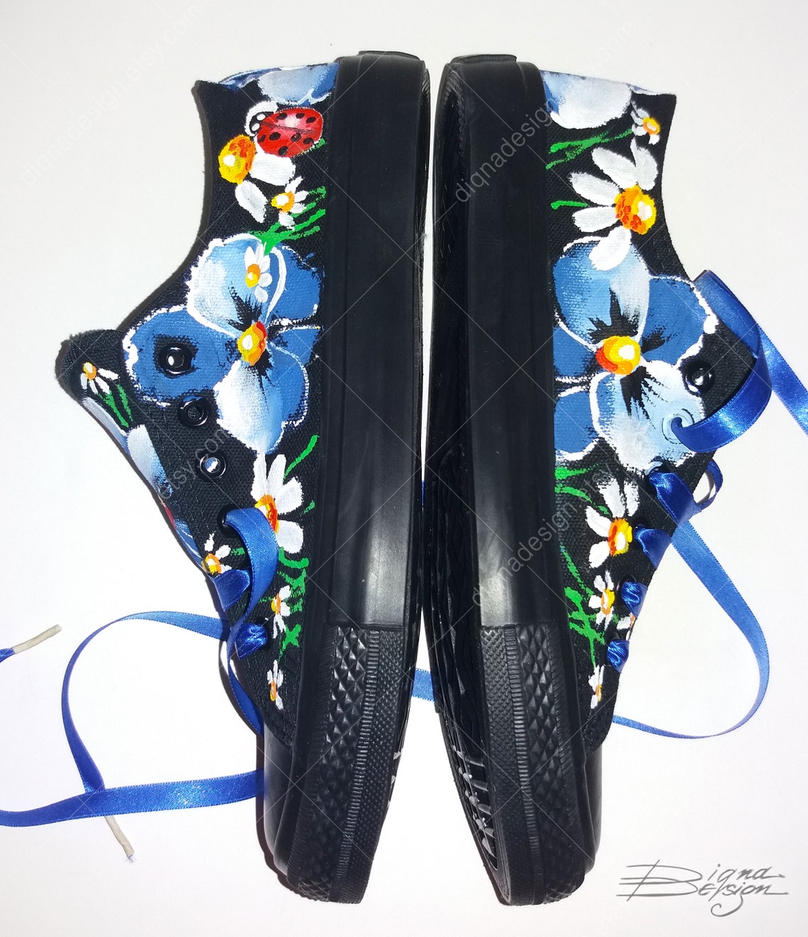 Violets Sneakers Violet Flowers Shoes Hand Painted Shoes Etsy