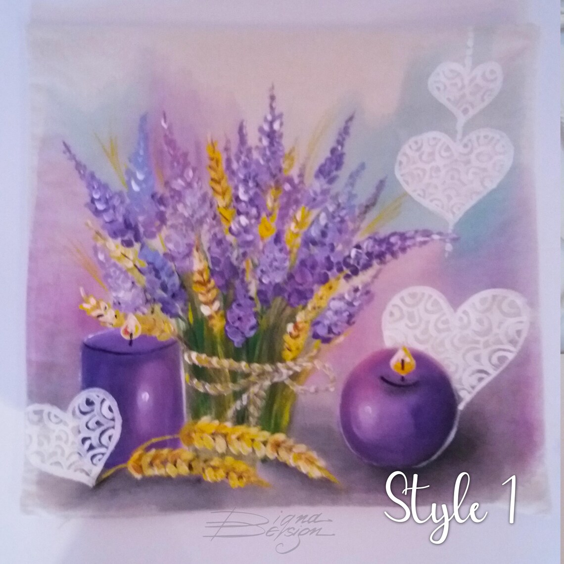 Handpainted Pillow Case Lavender Pillow Covers Hand Painted Etsy