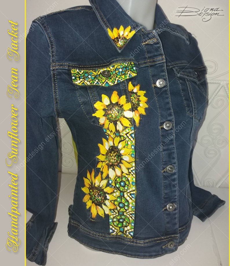 Handpainted Sunflower Jacket Sunflower Jean Jacket Sunflower - Etsy