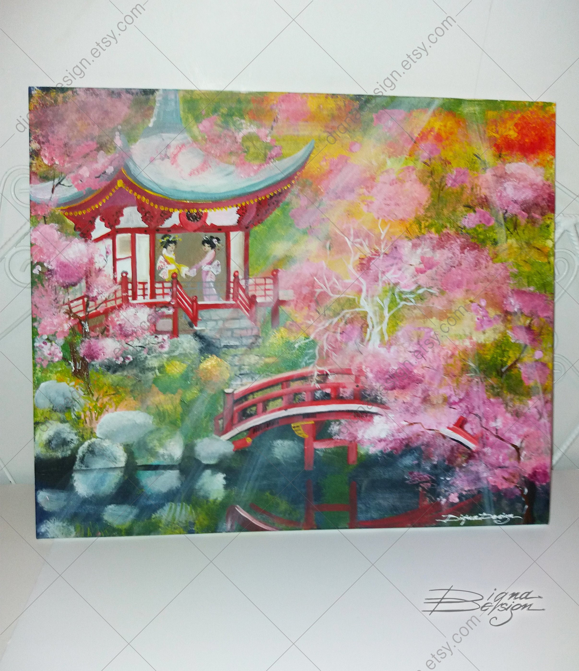 Japanese Painting, Japanese Landscape, Original Painting, Japanese Art,  Landscape Painting -  Israel