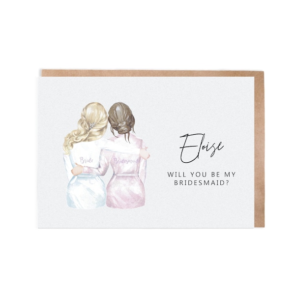 Bridesmaid Proposal | Card | Personalisable Illustrated Robes | Will You Be My Bridesmaid? | Card For Bridesmaid | Maid of Honour | Honor