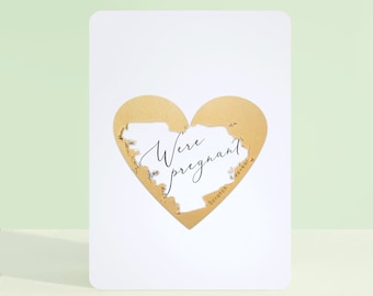 Faire-part de grossesse | Carte | Nous sommes enceintes | coeur imprimé | Gratter pour révéler | faire-part bébé | Carte Pour La Grossesse