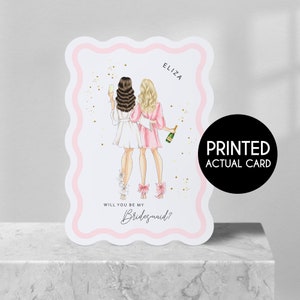 Bridesmaid Maid of Honour Proposal | Card | Personalisable Illustrated Robes | Bridesmaid Proposal Wave Card | Card For Proposal Box
