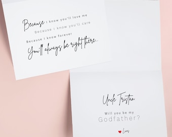 Godparents Proposal | Card | You'll Always Be There Godparent Folded Card | Will You Be My Godmother? | Godfather | Godparents