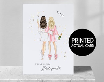 Bridesmaid Maid Of Honour Proposal | Card | Personalisable Illustrated Robes | Card For Bridesmaid | Maid of Honour | Card For Proposal Box