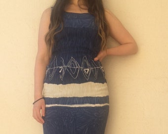 90s Vintage Boho Maxi Dress / Crinkle Rayon / Gypsy / Grunge / Bohemian / Hippie / Beach