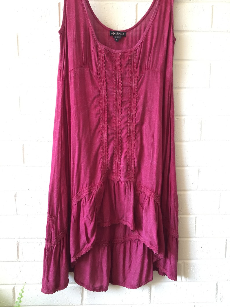 Burgundy Gypsy Mini Dress Bohemian Boho Ethereal | Etsy