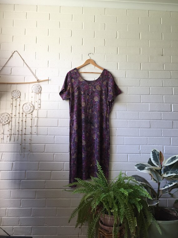 80s Boho Oversize Midi Dress | Floral | Boho Grung