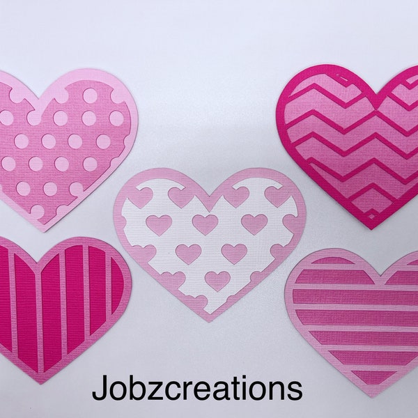 Handmade Die Cuts Assorted VALENTINES DAY HEARTS Set You Choose Color Paper Piecing Embellishment for Card Making Scrapbook or Paper Crafts