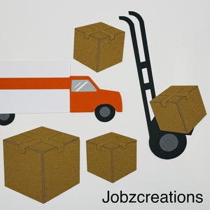 Handmade Moving Truck Die Cuts: Scrapbook Embellishments