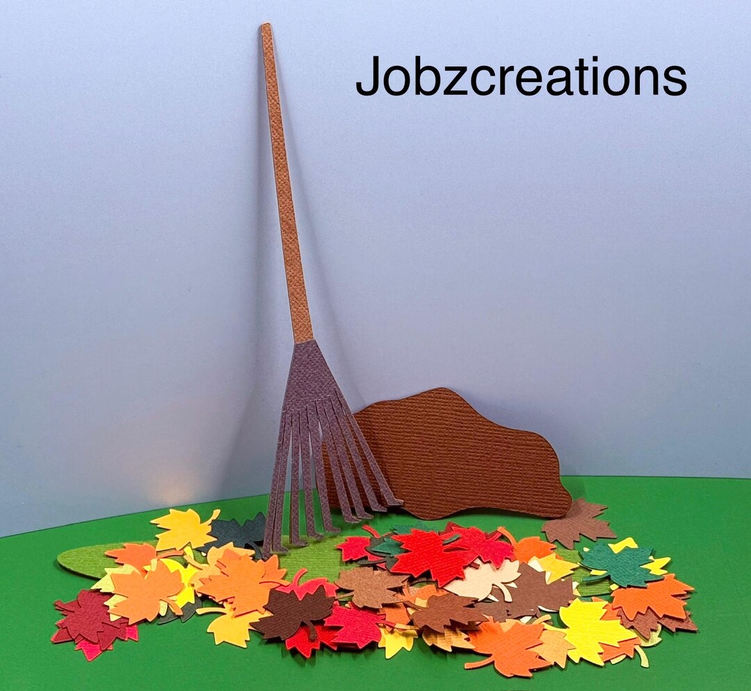 Handmade Autumn Die Cuts: Rake, Maple Leaves Paper Piecing - Etsy
