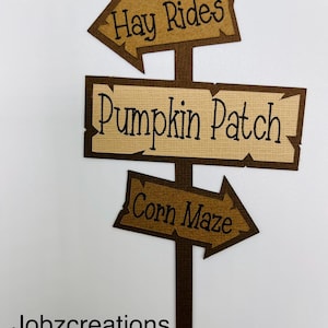 Handmade Die Cuts Hay Rides/Pumpkin Patch/Corn Maze Wooden Sign Paper Piecing Embellishment for Card Making Scrapbook or Paper Crafts