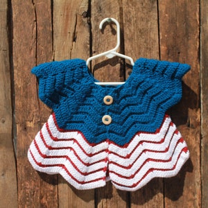 Chevron Top, Size 12 months, Red, White and Blue, Ready-To-Ship