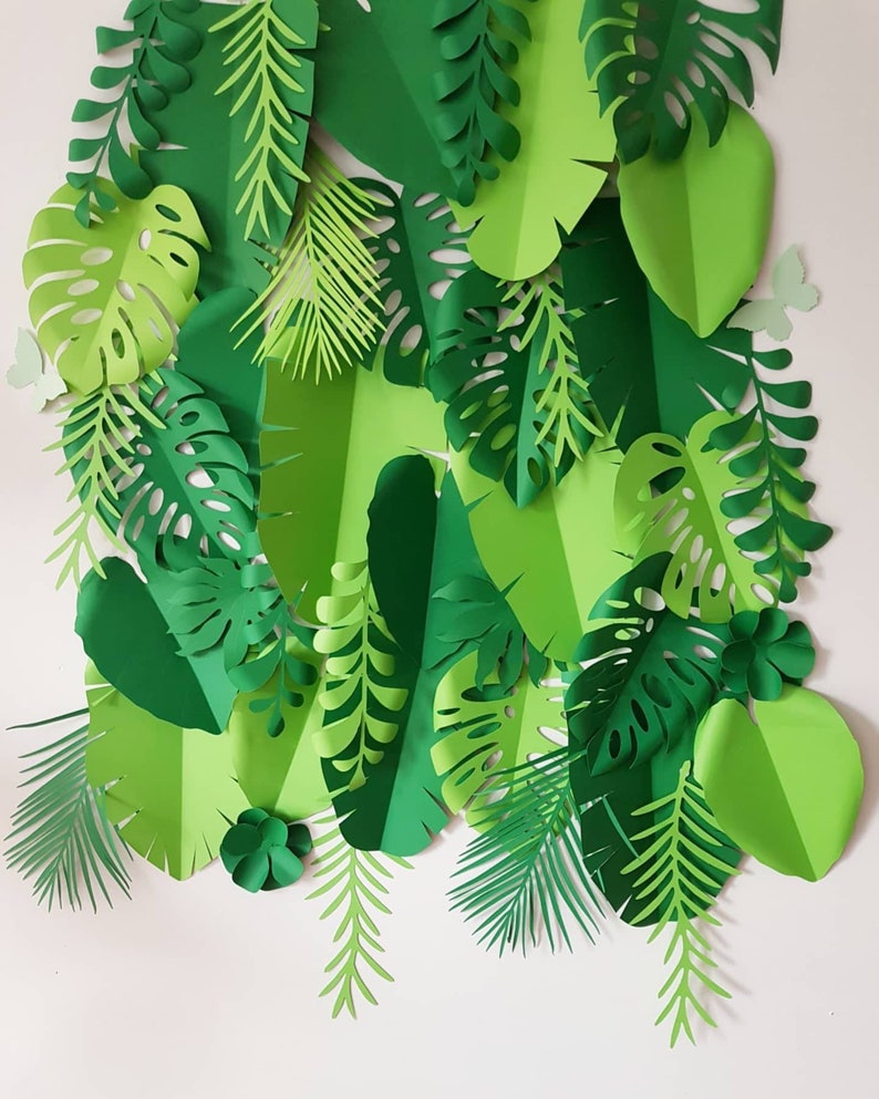 Tropical Leaves Backdrop / Paper Leaves / Jungle Leaves Etsy